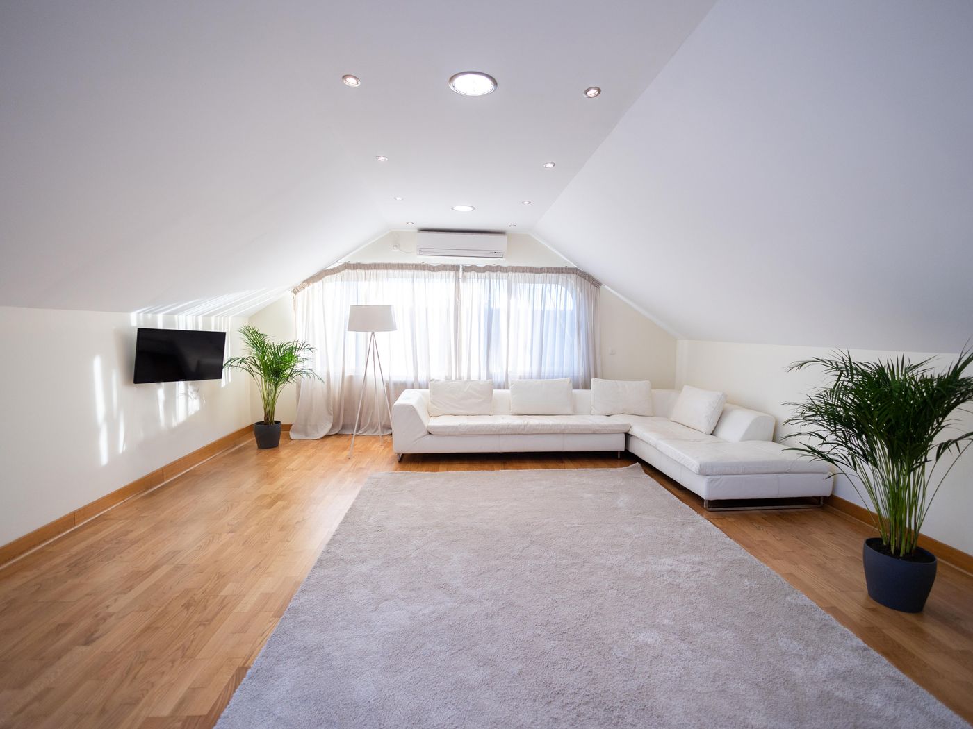 Bright, comfortable finished attic living room